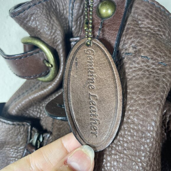 Pelle Studio Brown Leather Vintage Boho Shoulder Tote Bag 15" x 11" - Picture 3 of 6